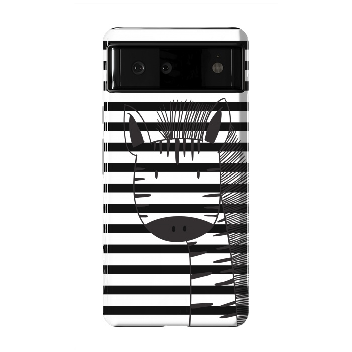 Pixel 6 StrongFit minimal black white cute zebra by haroulita