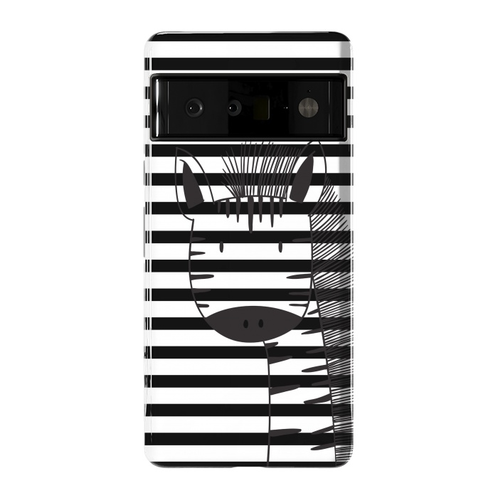 Pixel 6 Pro StrongFit minimal black white cute zebra by haroulita