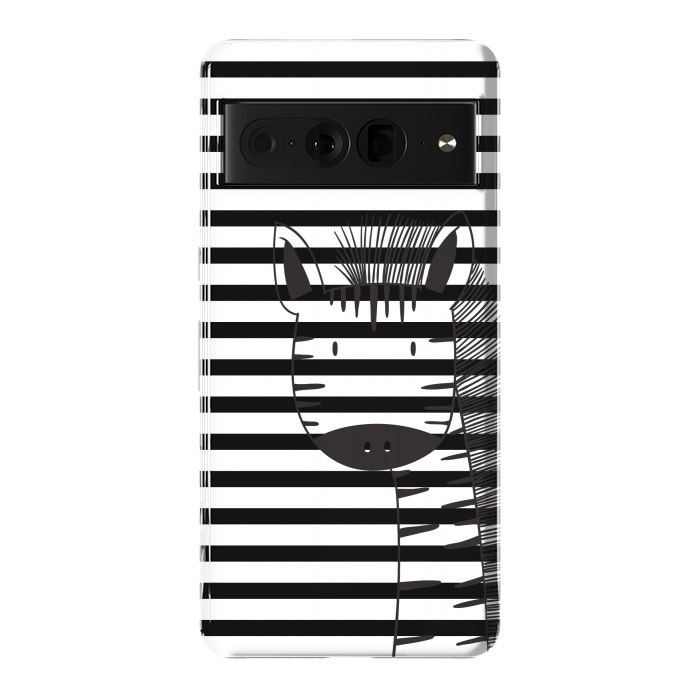 Pixel 7 Pro StrongFit minimal black white cute zebra by haroulita