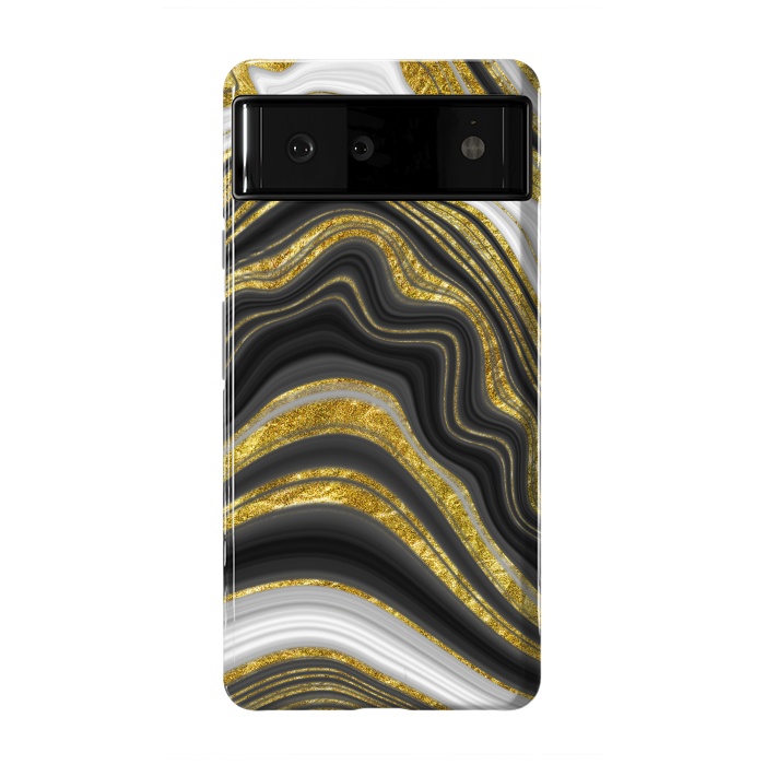Pixel 6 StrongFit elegant marble golden waves by haroulita