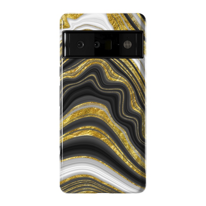 Pixel 6 Pro StrongFit elegant marble golden waves by haroulita