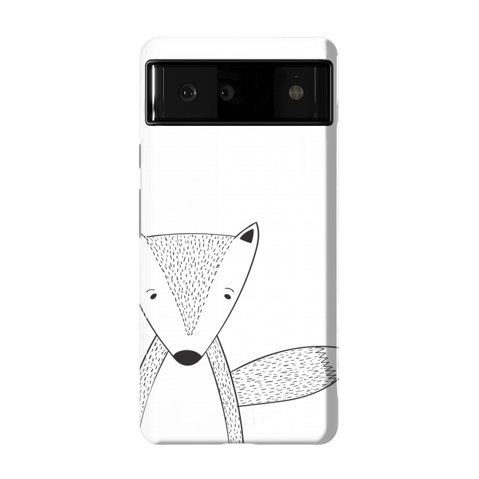 Pixel 6 StrongFit cute black white fox by haroulita