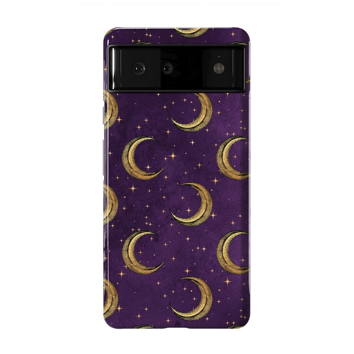 Pixel 6 StrongFit gold moon in night sky by haroulita