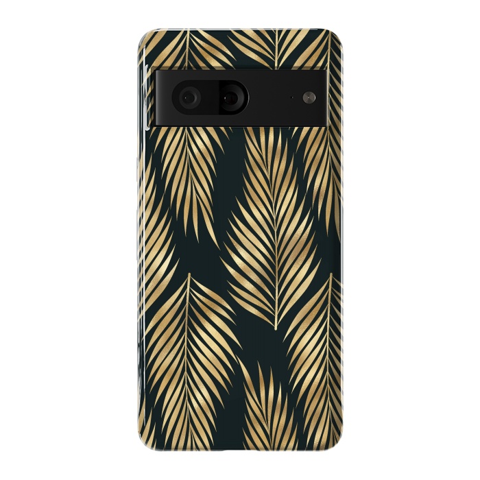 Pixel 7 StrongFit black gold fern leaves  by haroulita