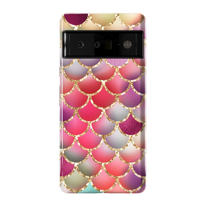 Pixel 6 Pro StrongFit colorful mermaid glitter scales by haroulita