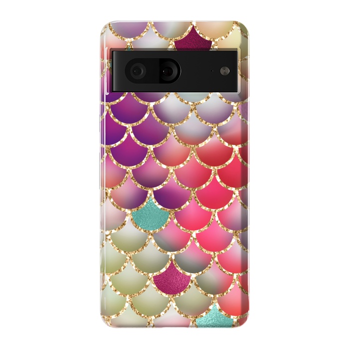 Pixel 7 StrongFit colorful mermaid glitter scales by haroulita