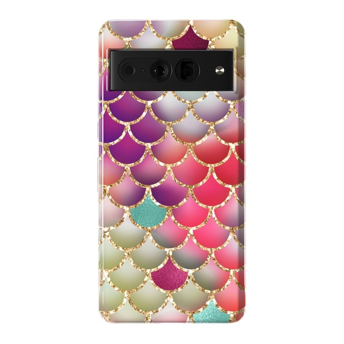 Pixel 7 Pro StrongFit colorful mermaid glitter scales by haroulita