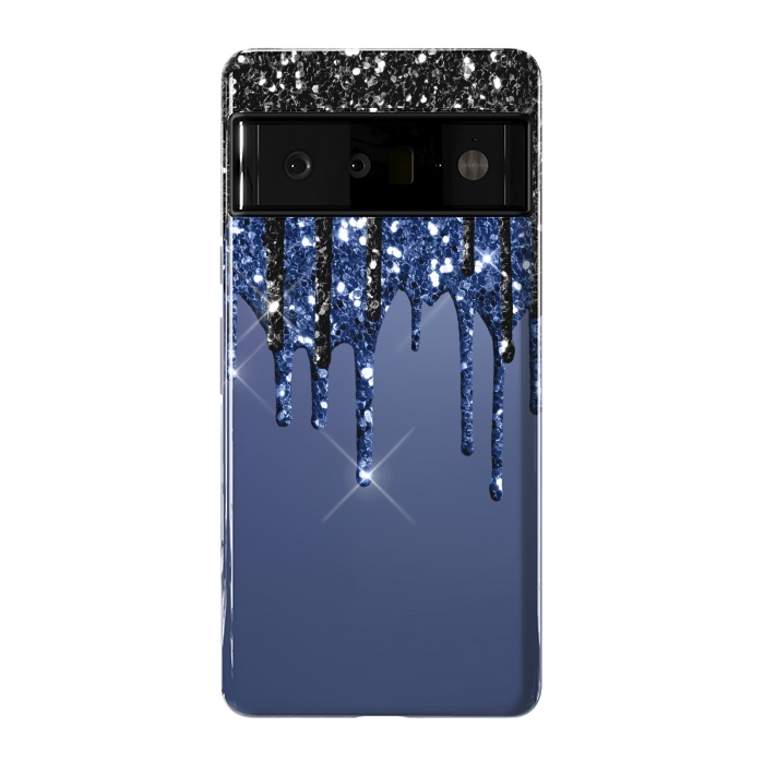 Pixel 6 Pro StrongFit blue black glitter drops by haroulita