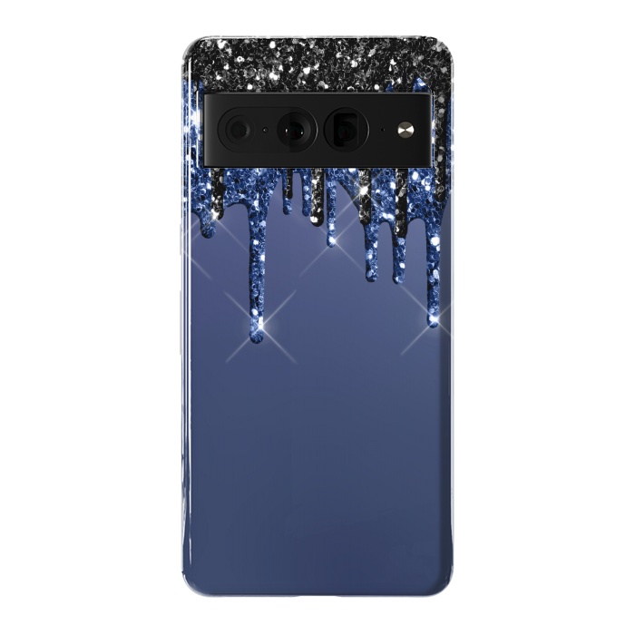 Pixel 7 Pro StrongFit blue black glitter drops by haroulita