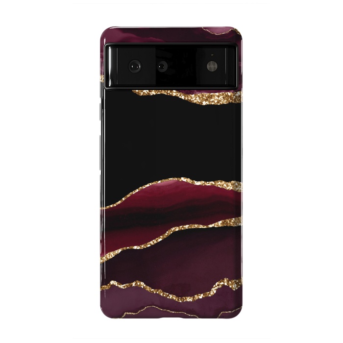 Pixel 6 StrongFit burgundy agate marble by haroulita