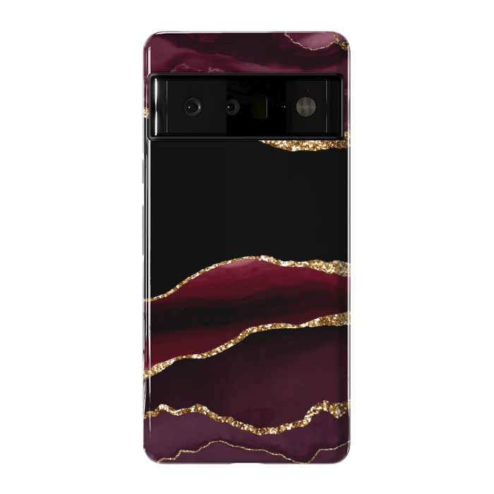 Pixel 6 Pro StrongFit burgundy agate marble by haroulita