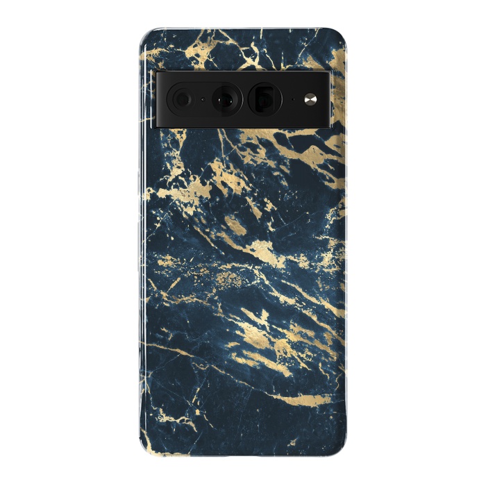 Pixel 7 Pro StrongFit dark blue gold marble by haroulita