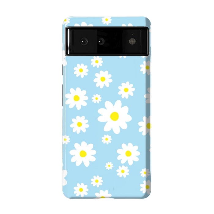 Pixel 6 StrongFit Blue Daisy Flower Pattern by Julie Erin Designs