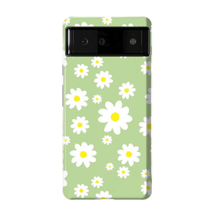 Pixel 6 StrongFit Spring Green Daisy Flower Pattern by Julie Erin Designs