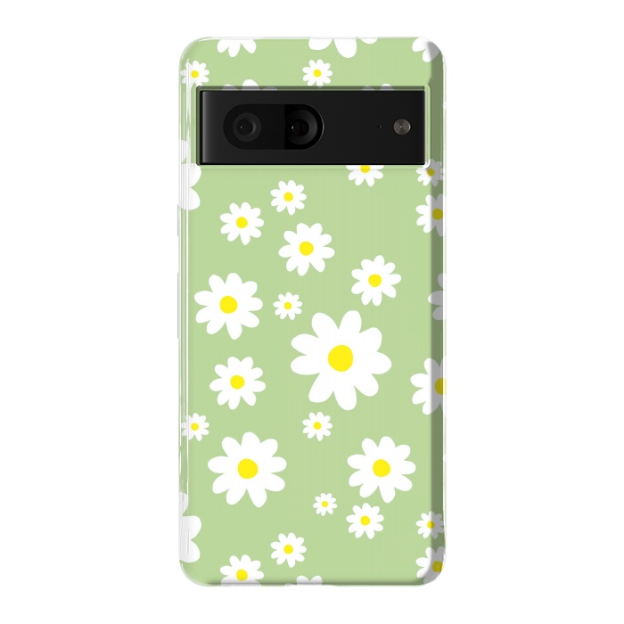Pixel 7 StrongFit Spring Green Daisy Flower Pattern by Julie Erin Designs