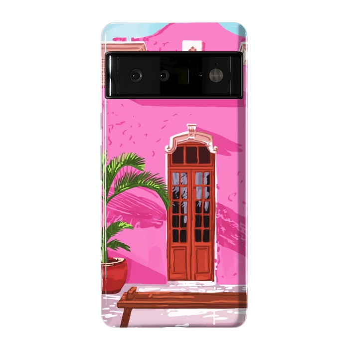 Pixel 6 Pro StrongFit Pink Building Architecture | Pop Art Travel House Painting | Modern Bohemian Décor Spain Palace by Uma Prabhakar Gokhale