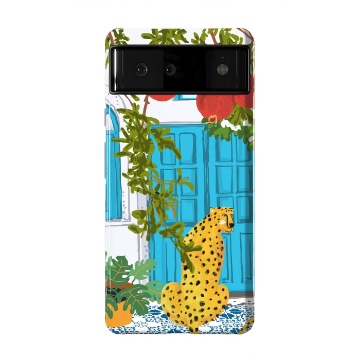 Pixel 6 StrongFit Cheetah Home, Morocco Architecture Illustration, Greece Cats Tropical Urban Jungle Pomegranate by Uma Prabhakar Gokhale