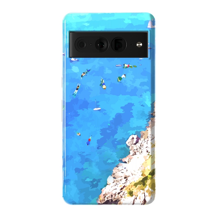 Pixel 7 Pro StrongFit Capri Island, Italy Tropical Travel, Nature Landscape Painting, Ocean Beach Summer Illustration by Uma Prabhakar Gokhale