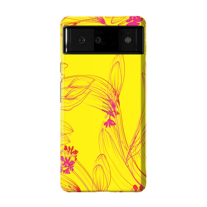 Pixel 6 StrongFit abstract pink yellow florals by MALLIKA
