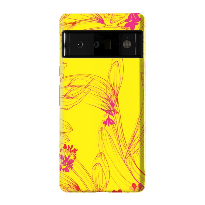 Pixel 6 Pro StrongFit abstract pink yellow florals by MALLIKA