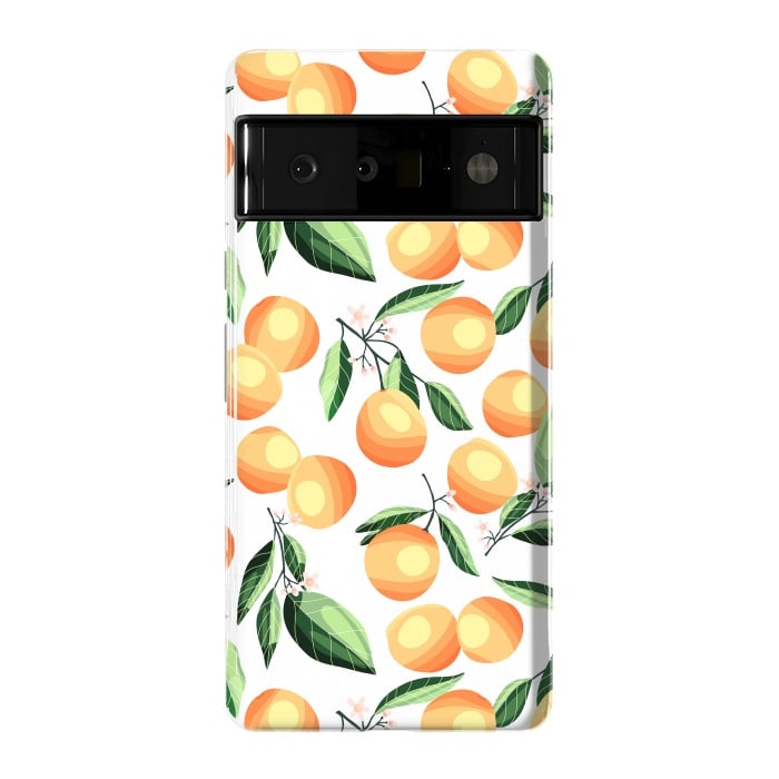 Pixel 6 Pro StrongFit Orange pattern, on white by Jelena Obradovic