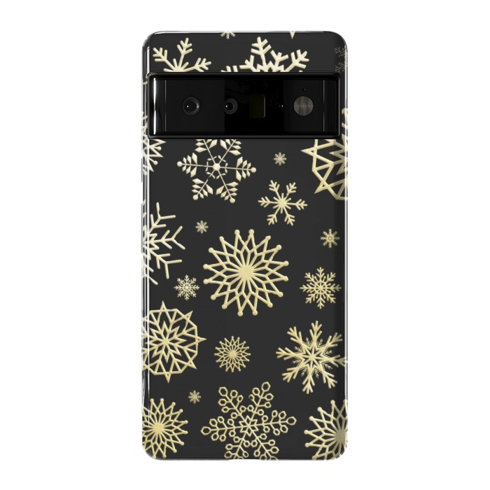 Pixel 6 Pro StrongFit black gold snowflakes by haroulita