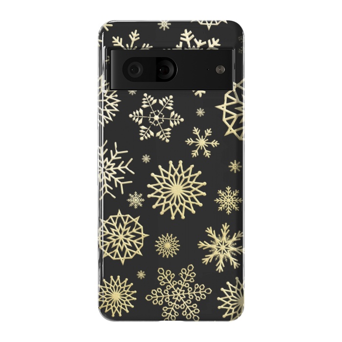 Pixel 7 StrongFit black gold snowflakes by haroulita