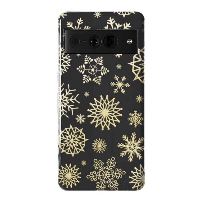 Pixel 7 Pro StrongFit black gold snowflakes by haroulita