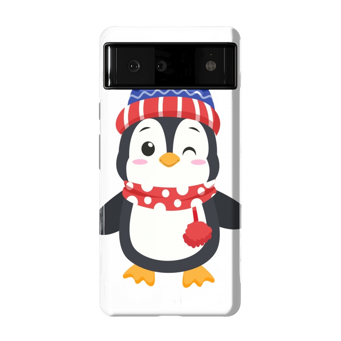 Pixel 6 StrongFit adorable penguin with winter clothes by haroulita