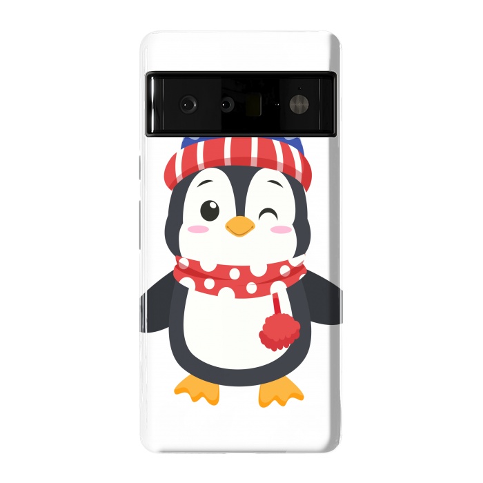 Pixel 6 Pro StrongFit adorable penguin with winter clothes by haroulita