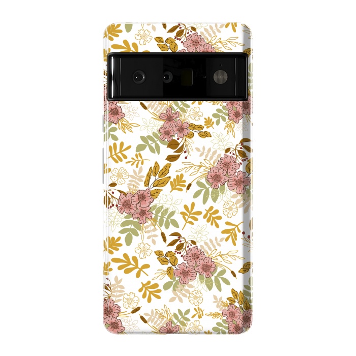 Pixel 6 Pro StrongFit Autumnal Florals in Pink and Mustard by Paula Ohreen