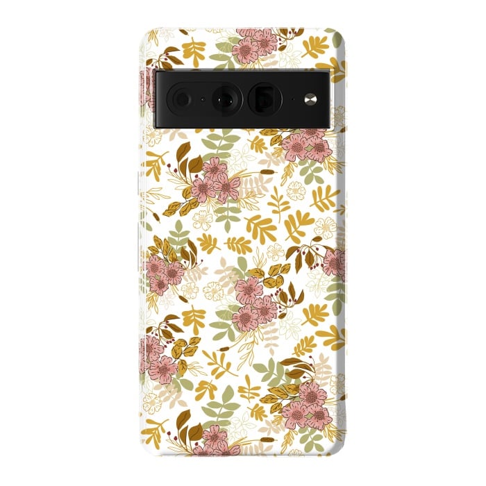 Pixel 7 Pro StrongFit Autumnal Florals in Pink and Mustard by Paula Ohreen