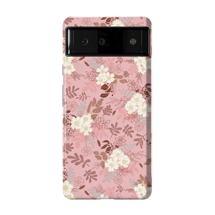 Pixel 6 StrongFit Autumnal Florals in Pink and White by Paula Ohreen