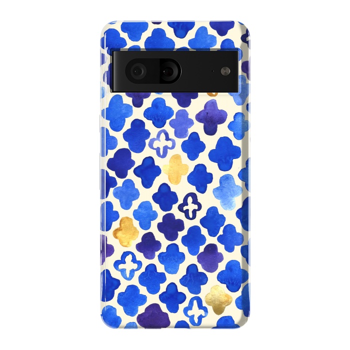 Pixel 7 StrongFit Rustic Watercolor Moroccan in Royal Blue & Gold by Tangerine-Tane