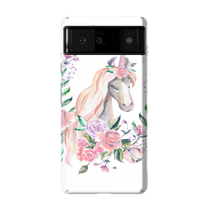 Pixel 6 StrongFit watercolor floral unicorn by haroulita