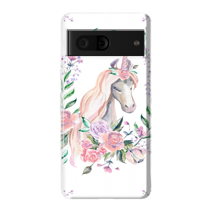 Pixel 7 StrongFit watercolor floral unicorn by haroulita