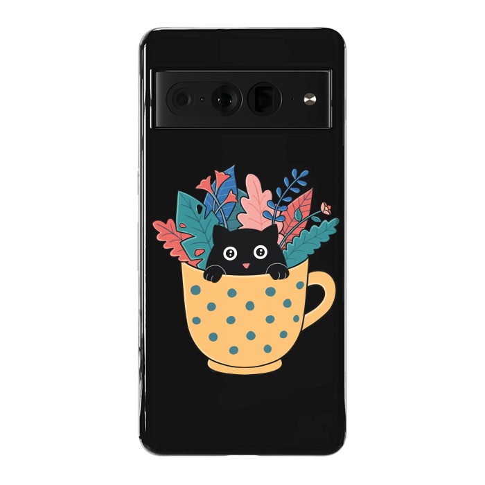 Pixel 7 Pro StrongFit Cat and flowers by Coffee Man