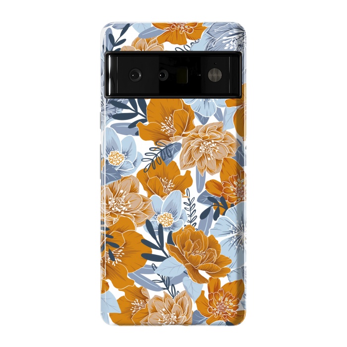 Pixel 6 Pro StrongFit Cozy Florals in Desert Sun, Navy and Fog by gingerlique