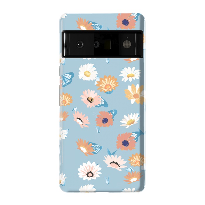 Pixel 6 Pro StrongFit Pastel daisy petals and butterflies - colorful aesthetic pattern by Oana 