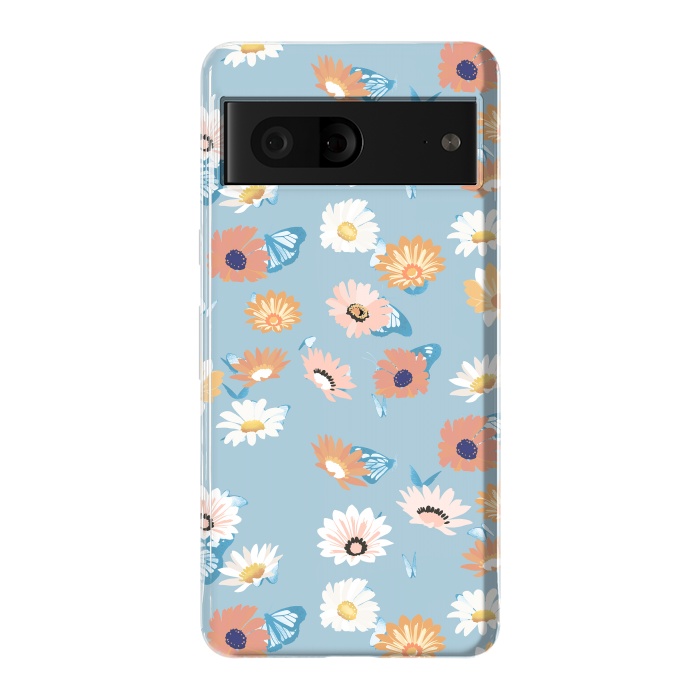 Pixel 7 StrongFit Pastel daisy petals and butterflies - colorful aesthetic pattern by Oana 