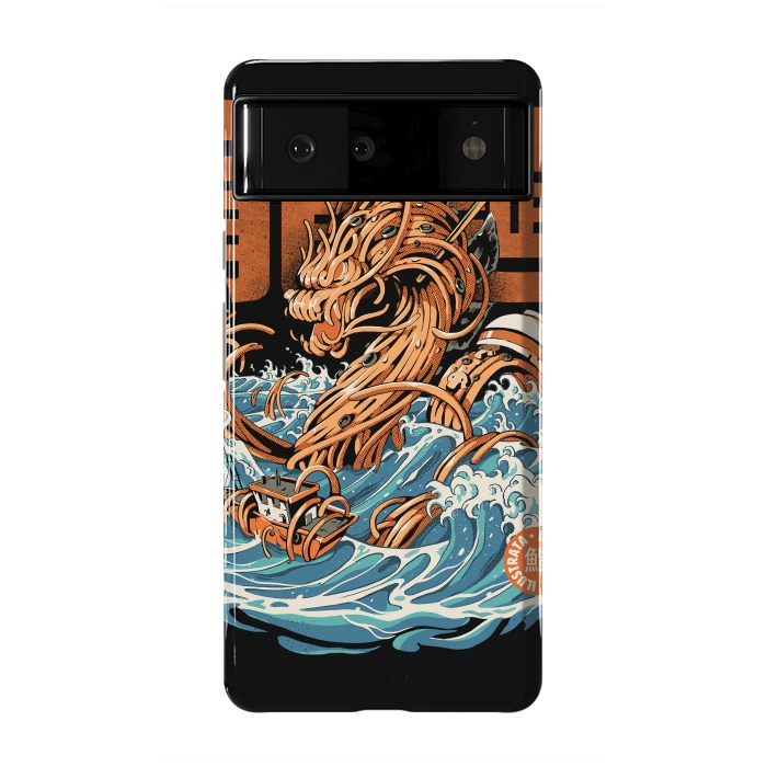 Pixel 6 StrongFit Black Great Ramen Dragon off Kanagawa by Ilustrata
