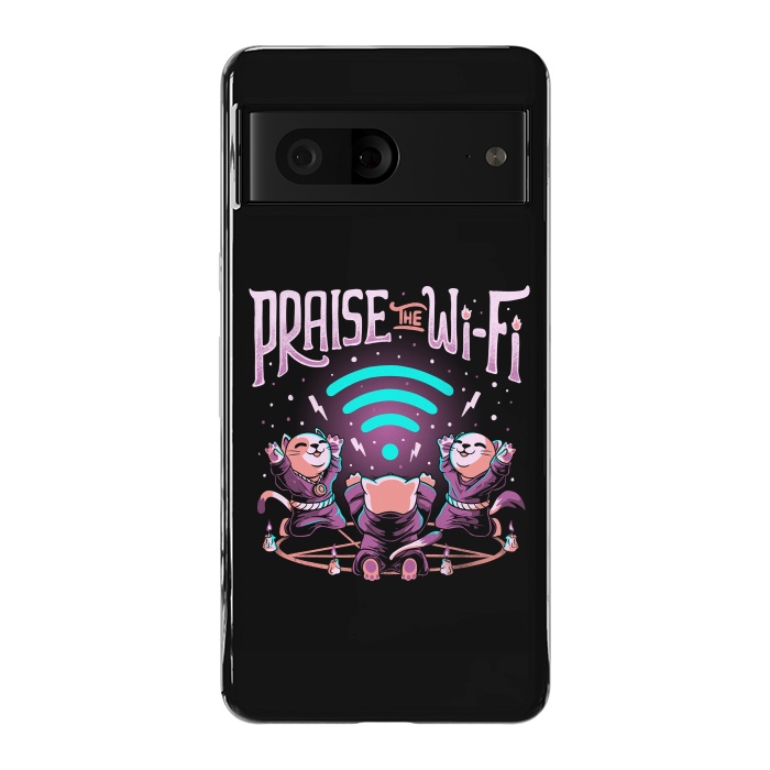 Pixel 7 StrongFit Praise the Wifi Funny Evil Worship Cats by eduely