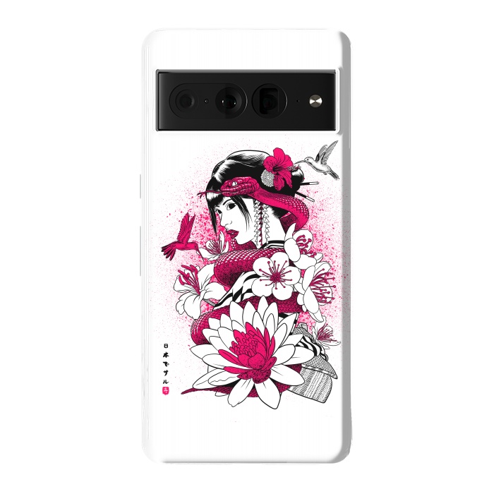 Pixel 7 Pro StrongFit Geisha with snake and hummingbirds by Alberto
