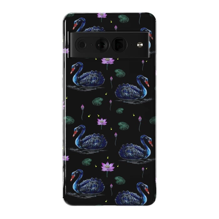 Pixel 7 Pro StrongFit Black Swans in Lily Pond by Negin Mf