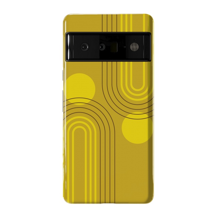 Pixel 6 Pro StrongFit Mid Century Modern Geometric 147 in Old GOld Tones (Rainbow and Sun Abstraction) by nineFlorals