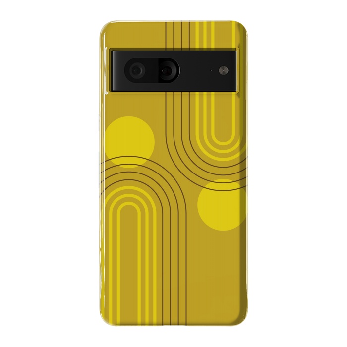 Pixel 7 StrongFit Mid Century Modern Geometric 147 in Old GOld Tones (Rainbow and Sun Abstraction) by nineFlorals