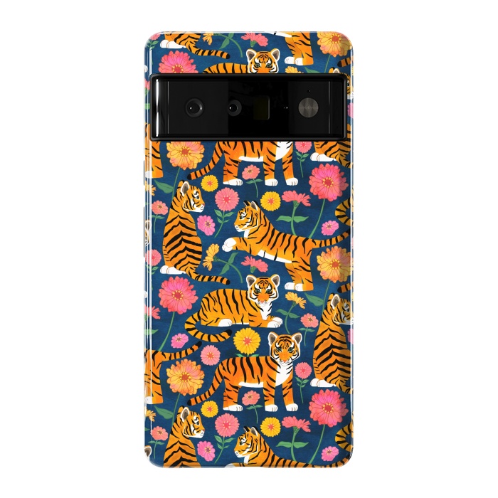 Pixel 6 Pro StrongFit Tiger Cubs and Zinnias by Tangerine-Tane