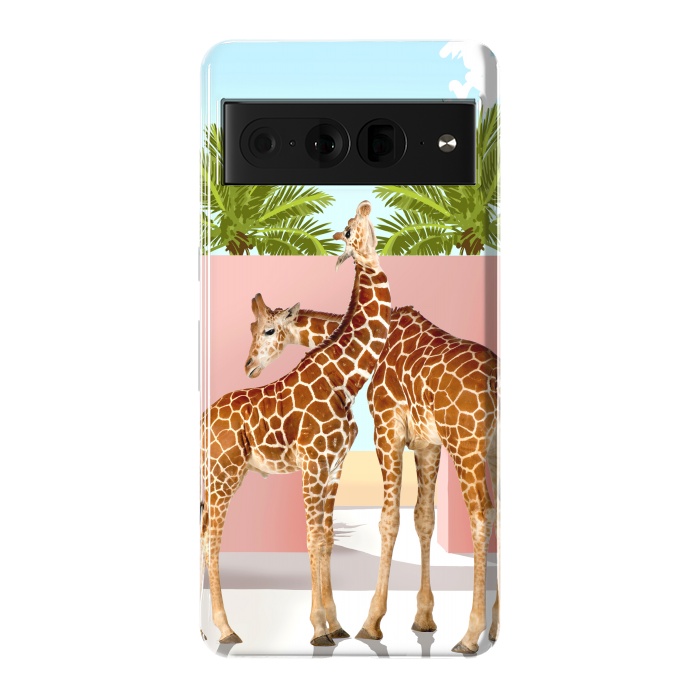 Pixel 7 Pro StrongFit Giraffe Villa | Contemporary Modern Architecture Digital Graphic Art | Wildlife Animals Palm Exotic by Uma Prabhakar Gokhale