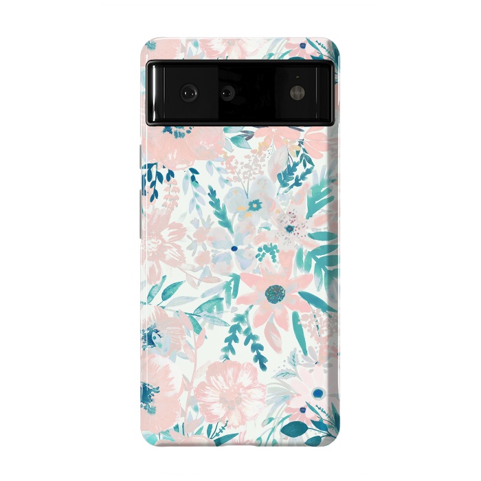 Pixel 6 StrongFit Watercolor wildflowers - petals and foliage pattern by Oana 
