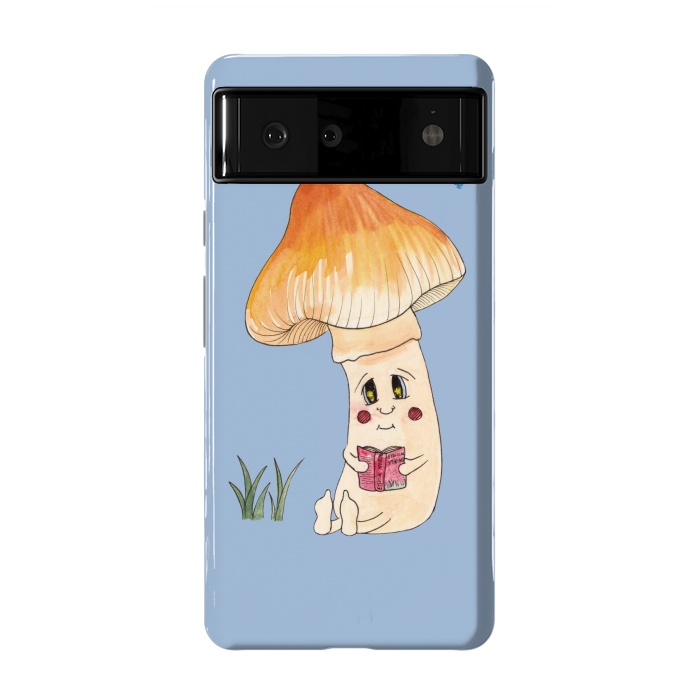 Pixel 6 StrongFit Cute Watercolor Mushroom Reading 3 by ECMazur 